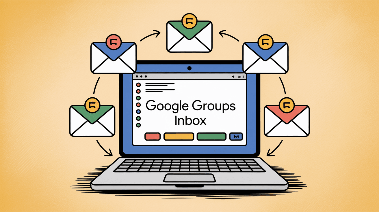 Google Groups collaborative inbox interface showing centralized email management with multiple team members accessing shared conversations
